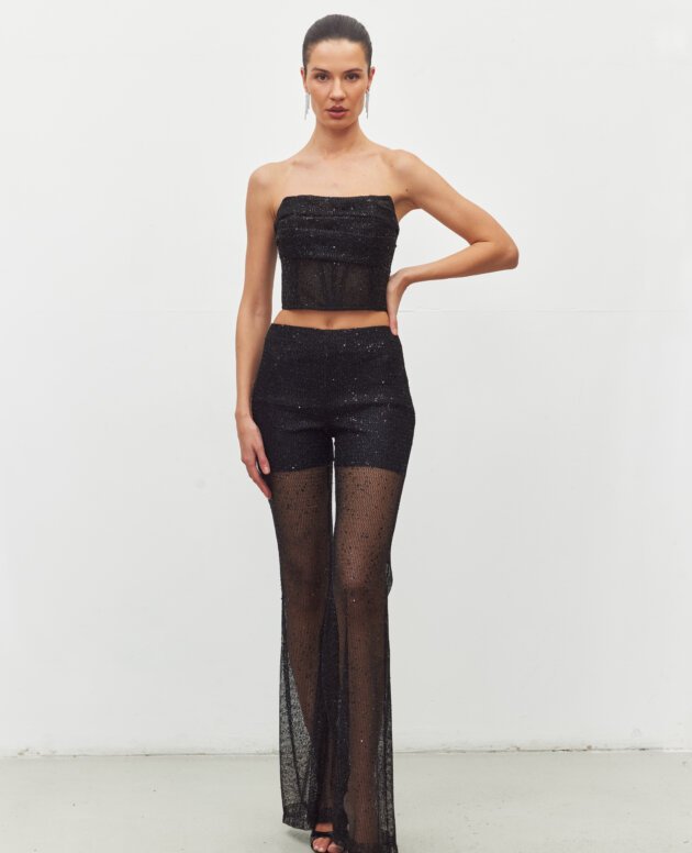 Hazel Transparan Simli Pantolon